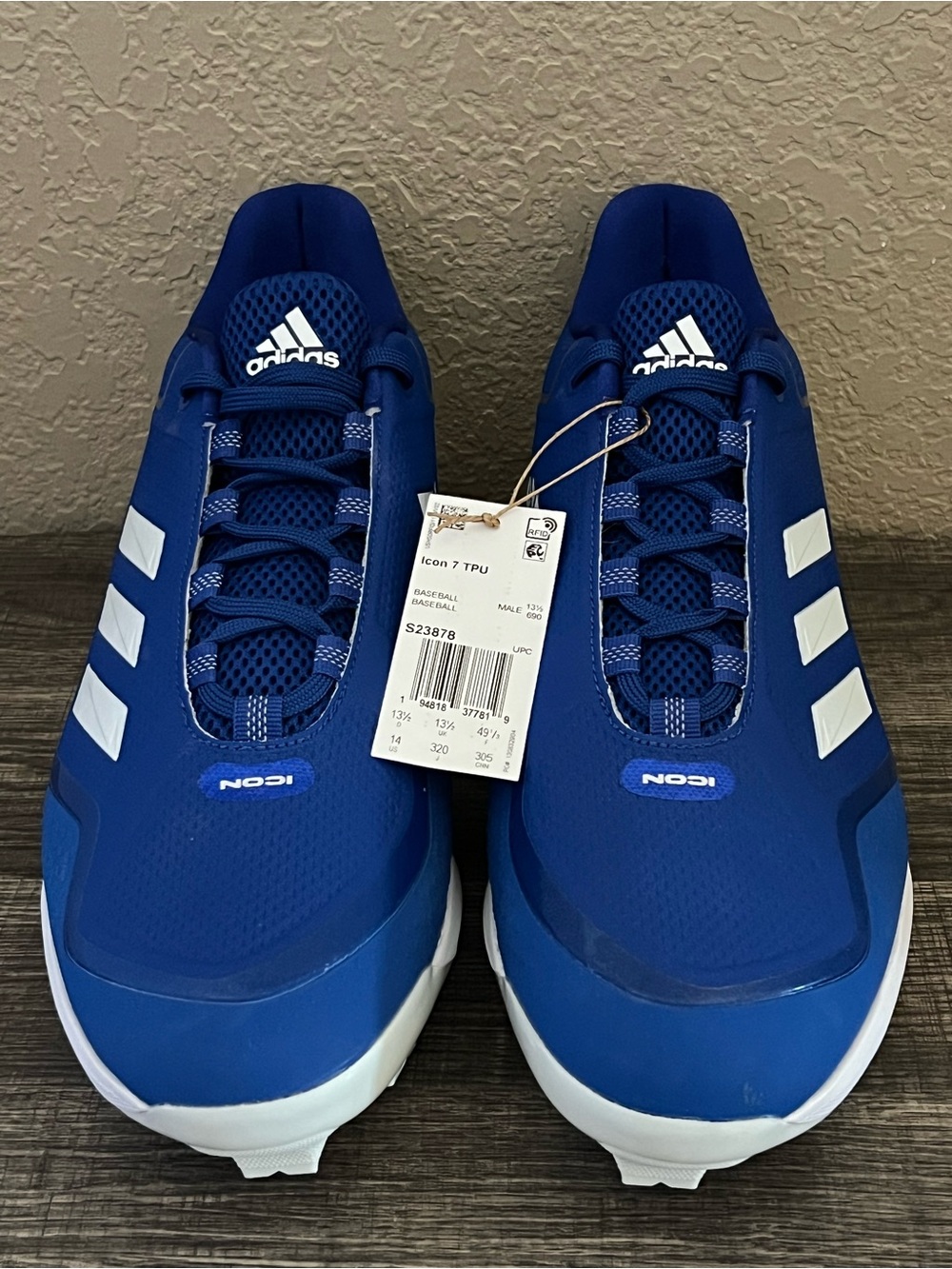 Adidas Icon 7 Metal Cleat Baseball Shoe BLUE/WHITE SZ 14